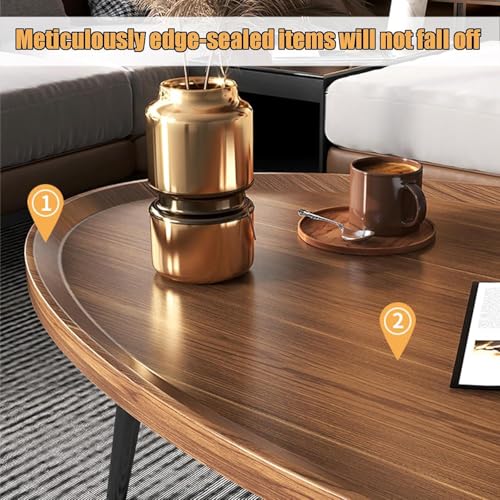 Table basse en noyer véritable forme ovale et lignes épurées - 7