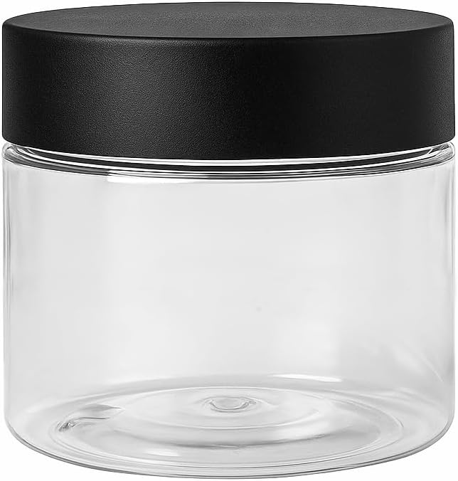 3 oz Clear Plastic Jars with Black Lids – BPA-Free PET Containers – Small Jars for Cosmetics, Slime, Crafts, Samples, Storage (100)
