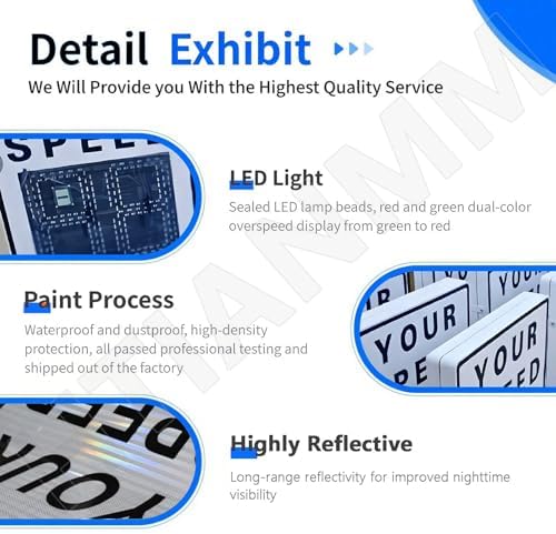 Solar Radar Speed Sign, 60W/70W Solar Panel, 24GHz K-Band Speed Detector, IP56 Waterproof, 0-300M Range, Ideal for Highways & Speed-Limited Roads, Yellow 24x35in