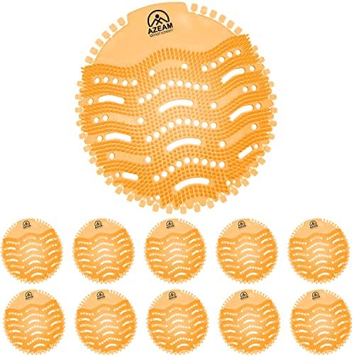 Urinal Screens Deodorizer 10 Packs, Urinal Mats Pads Orange Citrus Scented
