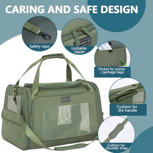 Petsfit Transportbox Katze Hund faltbar Transporttasche Hundetasche für Katzen Hunde, Hochwertige Tragetasche Hund Katze mit Schultergurt und weiches expandierbare Kissen,groß