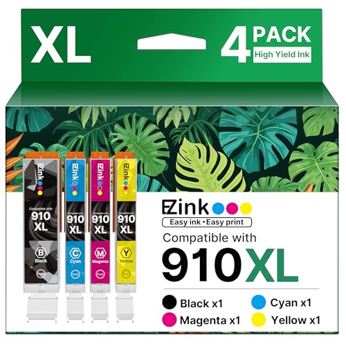 E-Z Ink 910XL Ink Cartridges for HP Printers Replacement for HP 910XL Ink Cartridges Combo Pack 910XL Black and Color Combo Pack Use with OfficeJet 8010 8015 8018 8022 Pro 8025 8020 Printers