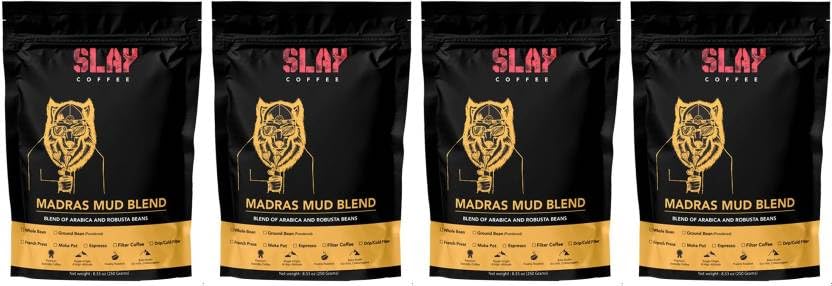 See full amazon price history chart for SLAY Coffee Madras Mud 100% Pure Filter Coffee Powder Bag|No Chicory|Blend Of Arabica And Robusta Coffee|Not An Instant Coffee|250G X Pack Of 4 SLAY Coffee Madras Mud 100% Pure Filter Coffee Powder Bag|No Chicory|Blend Of Arabica And Robusta Coffee|Not An Instant Coffee|250G X Pack Of 4 (B0CRZDVMH4) Amazon Price History, Amazon Price Tracker