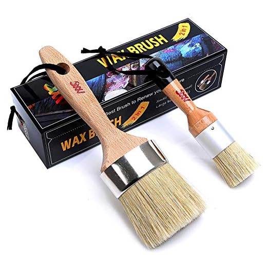 Chalk and Wax Paint Brush Furniture Set- Painting or Waxing - Milk Paint - Dark or Clear Soft Wax - Home Decor Cabinets Stencils Woods - Natural Bristles 1 Small Round and 1 Large Oval Brushes