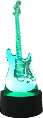 Miniatura 9 de Guitarra Música 3D Luz Eléctrica Ilusión Lámpara LED 7 Color Cambio USB Sensor Táctil Luz de Escritorio Luz de Noche