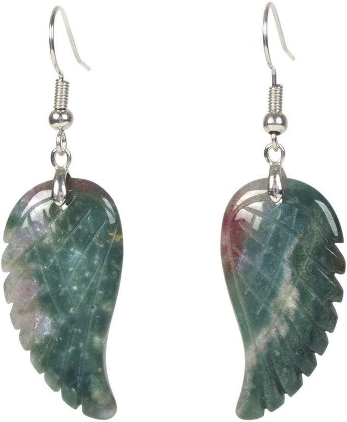 Gemstone Crystal Healing Reiki Chakra Handmade Angel Wing Dangle Earrings