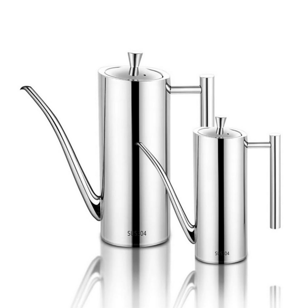 Dispensador de aceite de oliva de acero inoxidable/vinagrera/botella para aceite/vinagre/salsa de soja - Vertido sin goteo para cocinar en la cocina y barbacoa, 500 ml