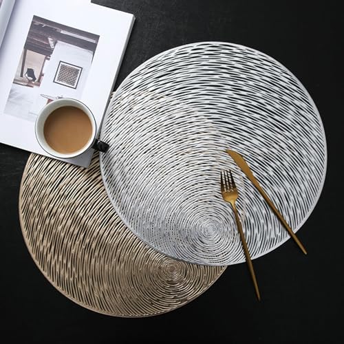 Set de table rond PVC antidérapant et imperméable motif argenté 38cm KnSam