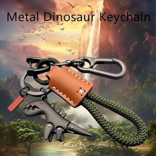 Aluminum Alloy Dinosaur Charm Paired with a Hand-Woven Bracelet, Mini Dinosaur Keychain, for Women and Men2