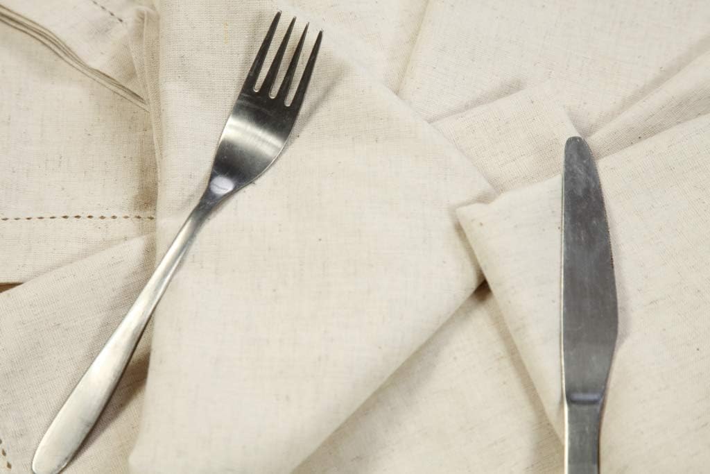 12-Pack Hemstitched Dinner Napkins Oversized 20x20 - Flax-Cotton Fabric Tailored with Mitered Corner - Ideal for Events and Regular Use - Natural : Everything Else