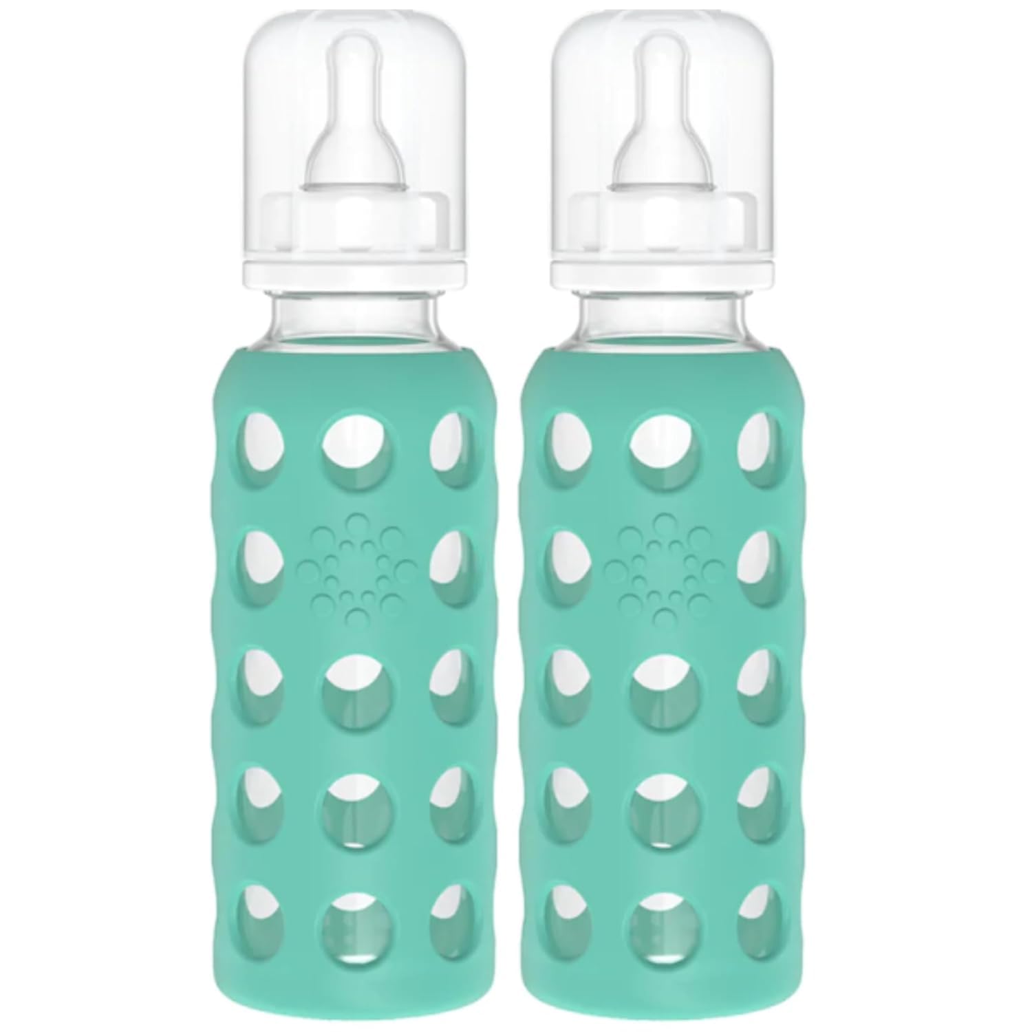 Lifefactory Glass Baby Bottles with Silicone Protection - 2-Pack, 9 oz Bottles, Kale