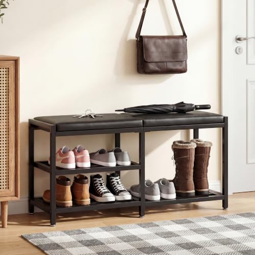 VewePata 33β Iron Shoe Rack Storage Bench for Entryway, Holds Up to 560lb