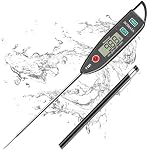 BOMATA Waterproof IPX7 Thermometer for Water, Liquid, Candle and Cooking. Instant Read Food Thermometer with Long Probe for Cooking, Meat, BBQ! T101 Black…