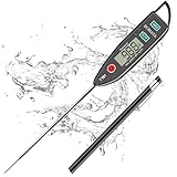 BOMATA Waterproof IPX7 Thermometer for Water, Liquid, Candle and Cooking. Instant Read Food Thermometer with Long Probe for Cooking, Meat, BBQ! T101 Black…