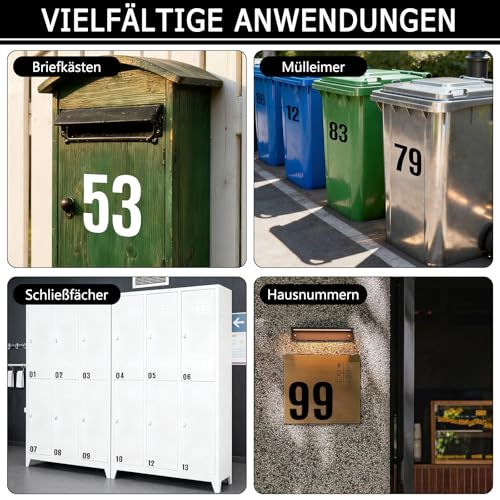 26 Blatt Zahlen Aufkleber,10 cm Mailbox Nummern Aufkleber,260 Stück Wetterfest Klebezahlen, 0-9 Vinyl Sticker Zahlen, Nummernaufkleber für Briefkasten Hausnummer Postkasten Schilder