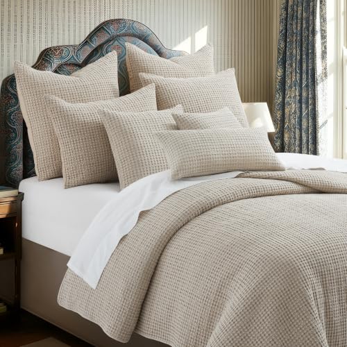 Image of Levtex Home Mills Waffle King /Cal King Quilt Set (106x92in) with 2 Pillow Shams (36x20in) - Wheat - Cotton Waffle King Size Quilt Bedding Set - Lightweight, Soft, Pre-Washed