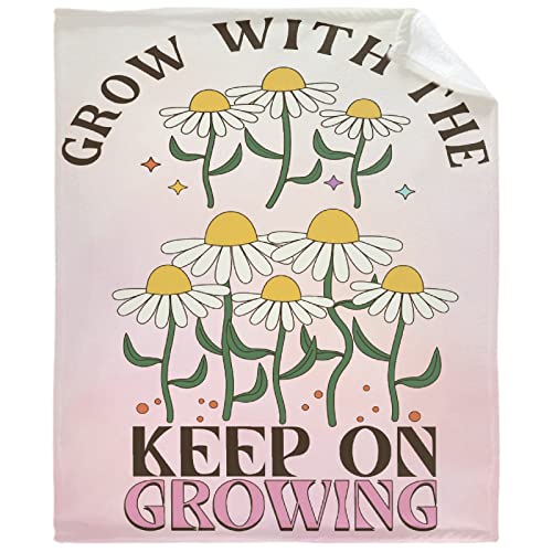 Grow with The Keep On Growing Blanket,Lightweight Flannel Fleece Love Grow with The Keep On Growing Throw Blanket Gifts for Girl All Season,Blanket for Bed/Couch/Sofa 40