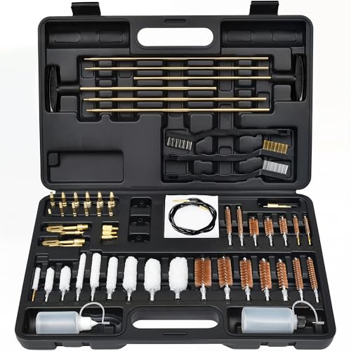 GLORYFIRE Gun Cleaning Kit Universal for Guns, Gun Brushes for Pistol, Handgun, Shotgun, Elite Brass Rods and Wire Rope, Hunting Gear Gun Accessories for Men (Bronze Jags & Loops)