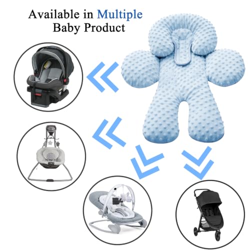 Image of Pro Goleem Infant Car Seat Insert, Baby Head Neck Body Support, Soft Minky Newborn Car Seat Insert, 2-in-1 Reversible, Boys and Girls, Blue
