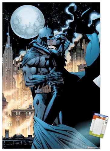 Trends International DC Comics Batman - Kissing Catwoman Wall Poster, 34L x 22.4W, Premium Poster & Mount Bundle