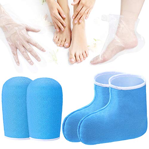 204 Piece Paraffin Wax Bath Set Paraffin Wax Mitts With Paraffin Wax Bath Liners Wax Gloves And Booties, Plastic Paraffin Bath Bags Wax Bath Hand Mitts Terry Cloth Mitts Booties Paraffin Wax Foot Mitt #TOP21