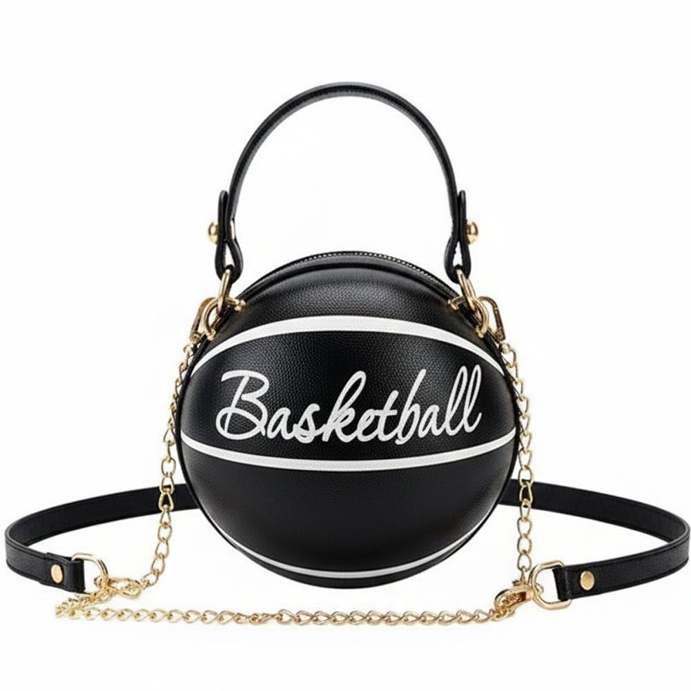 Sac messager de basketball pour femme en cuir PU bandoulière rond fille