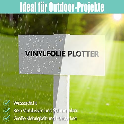 Selbstklebende Vinylfolie Plotter - 30,5 cm x 305 cm Wasserfeste Selbstklebende Plotterfolie Vinyl, Permanente Vinyl Rollen für Cricut, Silhouette Cameo, Aufklebern (Matt Schwarz)