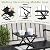 AVAWING Outdoor Metal Garden Bench, 2-Seat Patio Porch Bench with Steel Frame, Park Bench w/Pullout Middle Table? Cushion for Backyard Lawn Deck Entryway, Black
