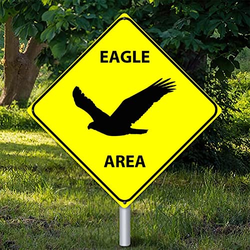 Plaque murale silhouette d'aigle en métal 38x38 cm jaune pour signalisation de rue