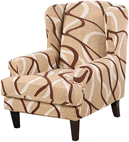 Mingfuxin Stretch Chair Covers for Armchairs,Printed Wing back Armchair Slipcovers,Elastic Jacquard Strapless Armchair Couch Protector for Living Dining Room (Printed # 3771)