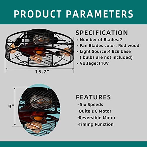 Ventilateurs de plafond réversibles à 6 vitesses réglables et commande à distance noire - 7