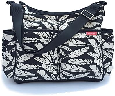 HC Black and White Canvas Hobo Bag Every Day Large Work Tote Bags For Women Shoulder Bag with Pockets and Zipper Cute Diaper Bag
