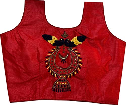 Readymade Blouse Sari Designer Party Wear Readymade Blouse Saree Banglory Full Stitch Blouse -1 (Red)