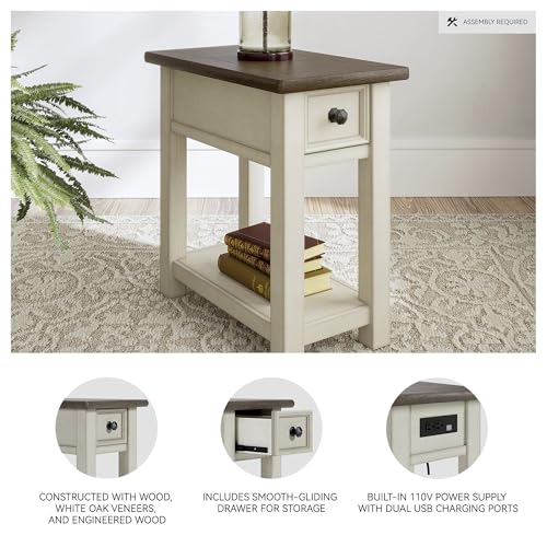 Signature Design by Ashley Bolanburg Farmhouse Chair Side End Table, Light Brown & Whitewash - Image 5
