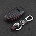 M.JVisun Genuine Leather Key Fob Cover For Audi A3 A6 A7 A8 A8L E-Tron Q7 Q8 RS6 RS7 S3 S6 S7 SQ7 SQ8 2018-2022 Car Remote Key Case With Key Ring Keychain Holder - Black