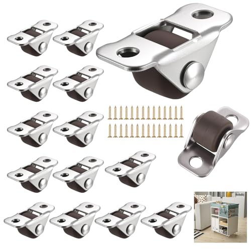 14 Pcs Mini Ruedas para Muebles Pesados, 12mm Ruedas Muebles, Rueda de Goma para armarios, cajas de herramientas, pequeños electrodomésticos, mesas de centro