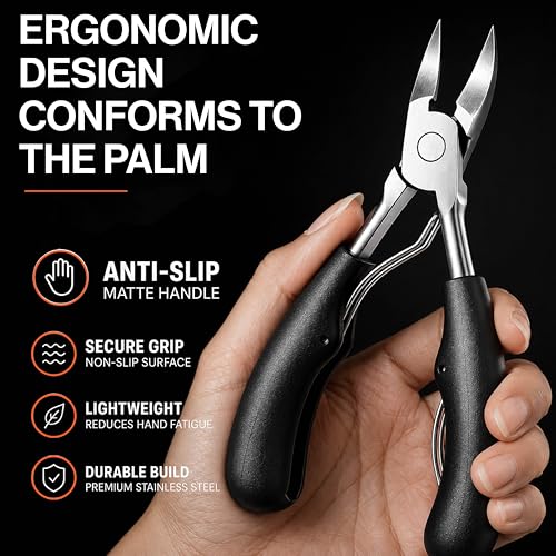 Image of Beaute Secrets Toe Nail Clipper for Ingrown or Thick Toenails, Heavy Duty Toenail Trimmer Nail Clipper Pedicure Tool with Long Handle and Soft Grip for Seniors Black