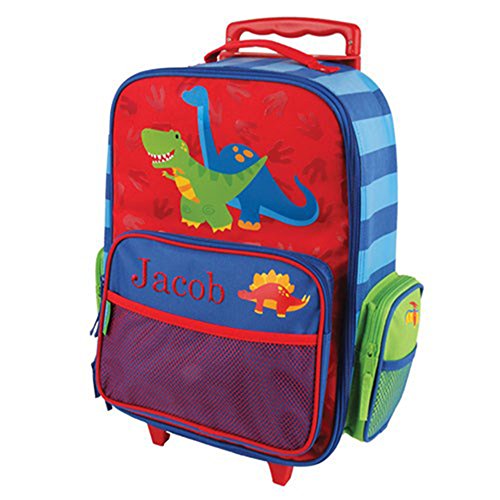 GiftsForYouNow Personalized 2-Wheel Dinosaur Rolling Luggage Bag, 14.5" x 18" - Suitcase for Kids