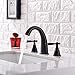 KINGO HOME Commercial Solid Brass Antique Lavatory Three Holes Two Handle Widespread Oil Rubbed Bronze Bathroom Faucet, Bathroom Sink Faucet Without Pop Up Drain