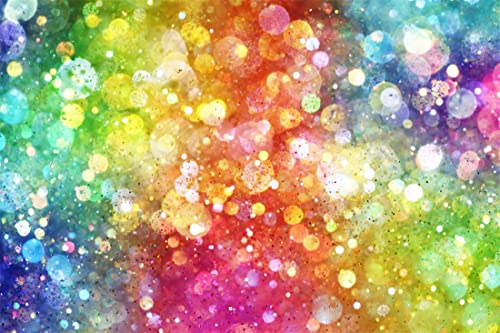 Loccor 9x6ft Rainbow Colorful Backdrop Durable Fabric No Wrinkles (No Glitter) Light Spot Photo Background Baby Shower Birthday Party Banner Dance Decorations Portraits Video Photobooth Studio Props