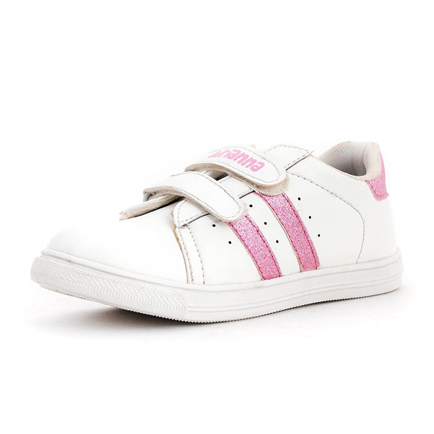 Adriannaby Khadim's Synthetic Leather PVC Sole Patchwork White Sneakers for Girls