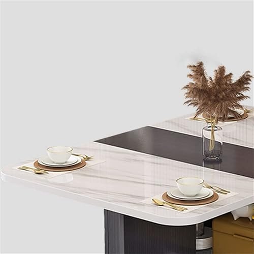 Miniatura 8 de LAKIQ Mesa de comedor plegable moderna con ruedas y estante de almacenamiento de 2 capas, mesa plegable de cocina rectangular con plomo para