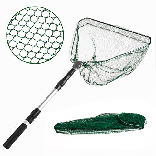 ASAB Telescopic Fishing Net with Folding Landing Net Handle 126cm Aluminium Pole Compact and Portable Extendable Fishing Net for Ponds Collapsible Bird Catching Net for Aquarium Carp Trout and Shrimp