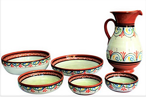 Cactus Canyon Ceramics Spanish Terracotta 2 Quart Pitcher, White #TOP4