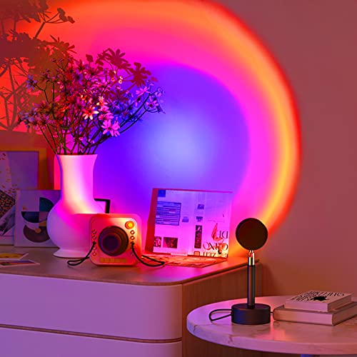 Sunset Projection Lamp,180 Degree Rotation Rainbow Projection Lamp USB Charging Lighting, Romantic Sunset Lamp for Self-Media Light, Romantic Family Atmosphere Light for Adults, Couples, Bedroom