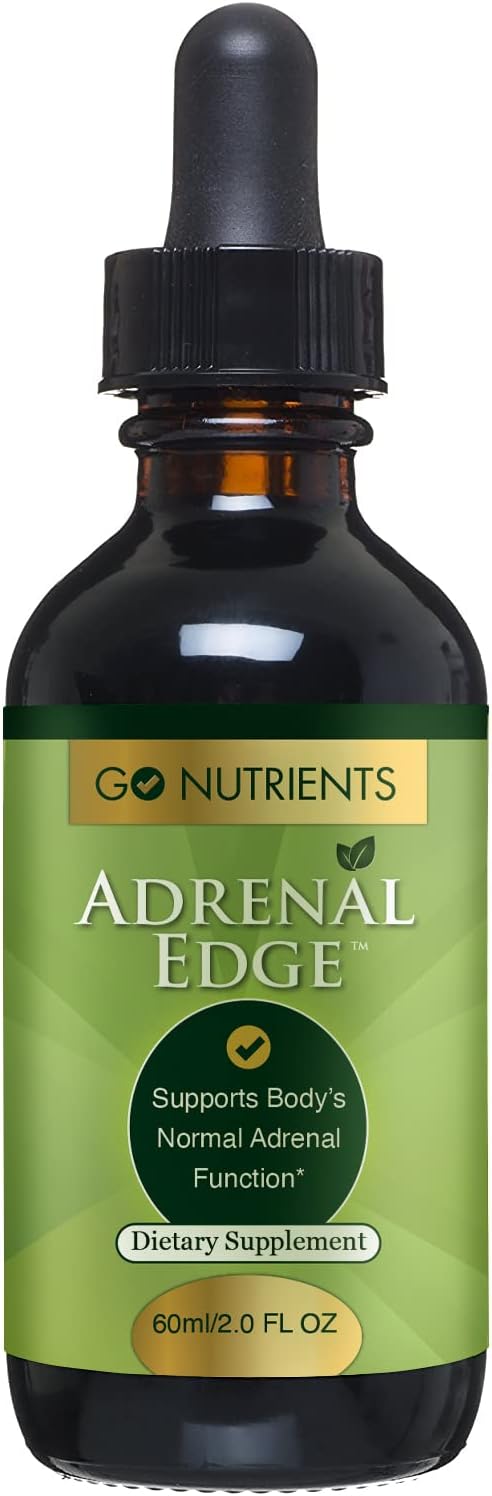Go Nutrients Adrenal Edge - Energy & Fatigue Supplement Cortisol Manager Liquid Drops Non-GMO, Gluten Free, 9 Powerhouse Herbs Keep Body's Adrenal Function Supplement for Men & Women - 60 ml (2.0 oz)