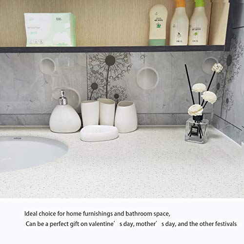 Blbyho White Bathroom Accessories Set Complete, 5 Pcs Ceramic Bathroom Counter Vanity Sets - Bathroom Soap Dispenser And Toothbrush Holder Set, 2 Tumbler, Soap Dish #TOP4
