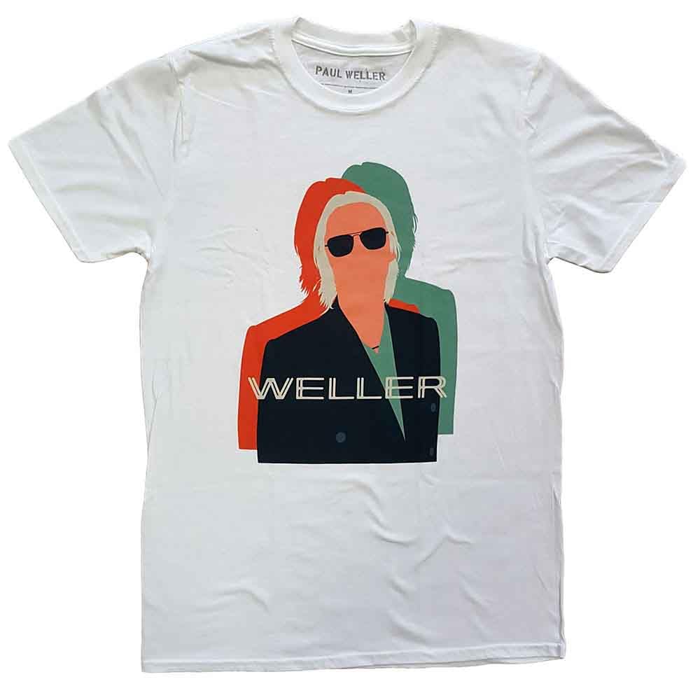 Paul Weller T Shirt Illustration Offset Logo Nouveau Officiel Homme Blanc