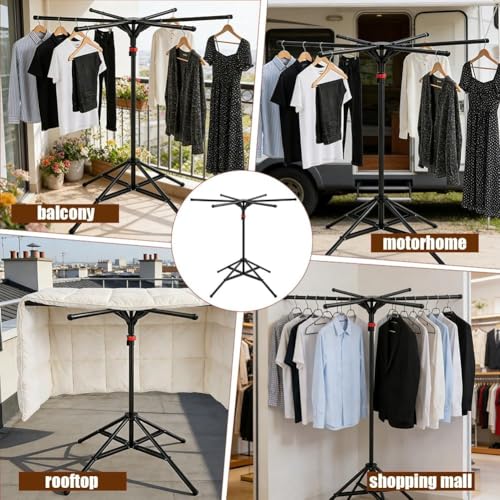 Séchoir à linge extérieur et intérieur noir pour lessive familiale - 7