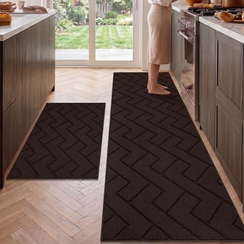 hicorfe Kitchen Runner Rug,24"x71"+24"x35" Kitchen Set,Non-Slip Kitchen Mat